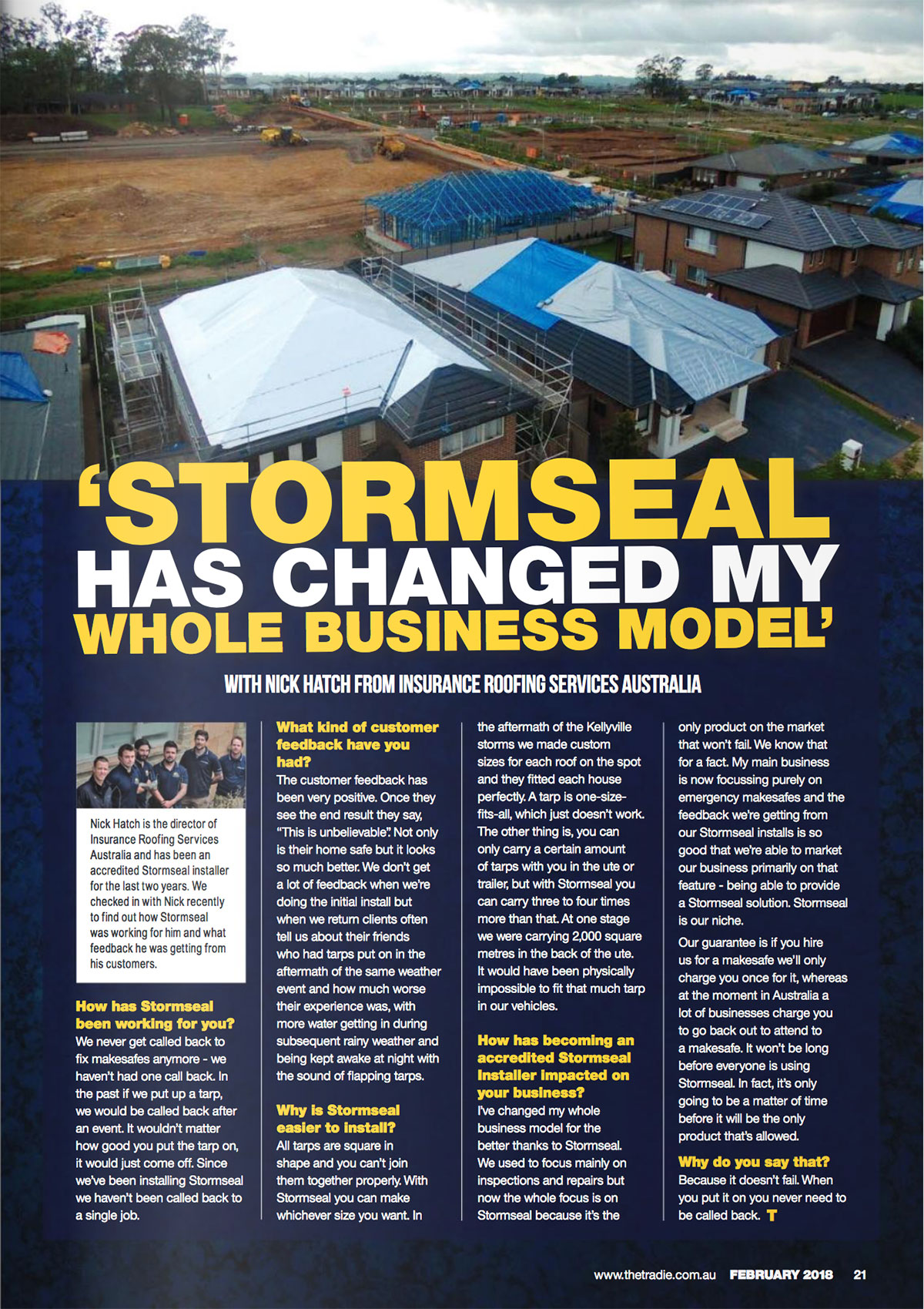 Stormseal has changed my whole business model